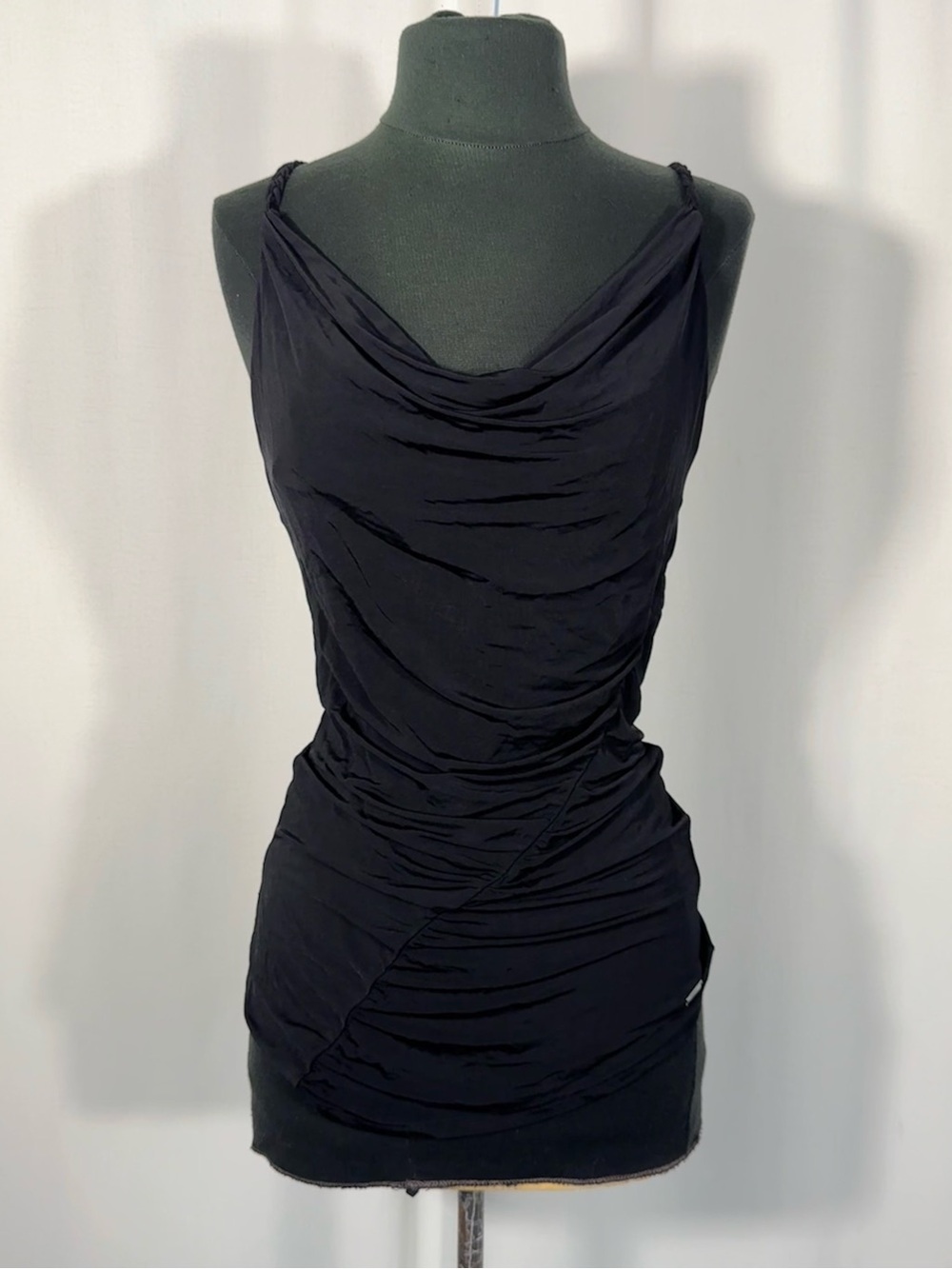 Y2K Guess Black Slinky Cowl Neck Top